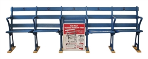 Extraordinary Row of (5) Original 1923-73 New York Yankees Wooden Stadium Seats and "Seat Offer" Poster 